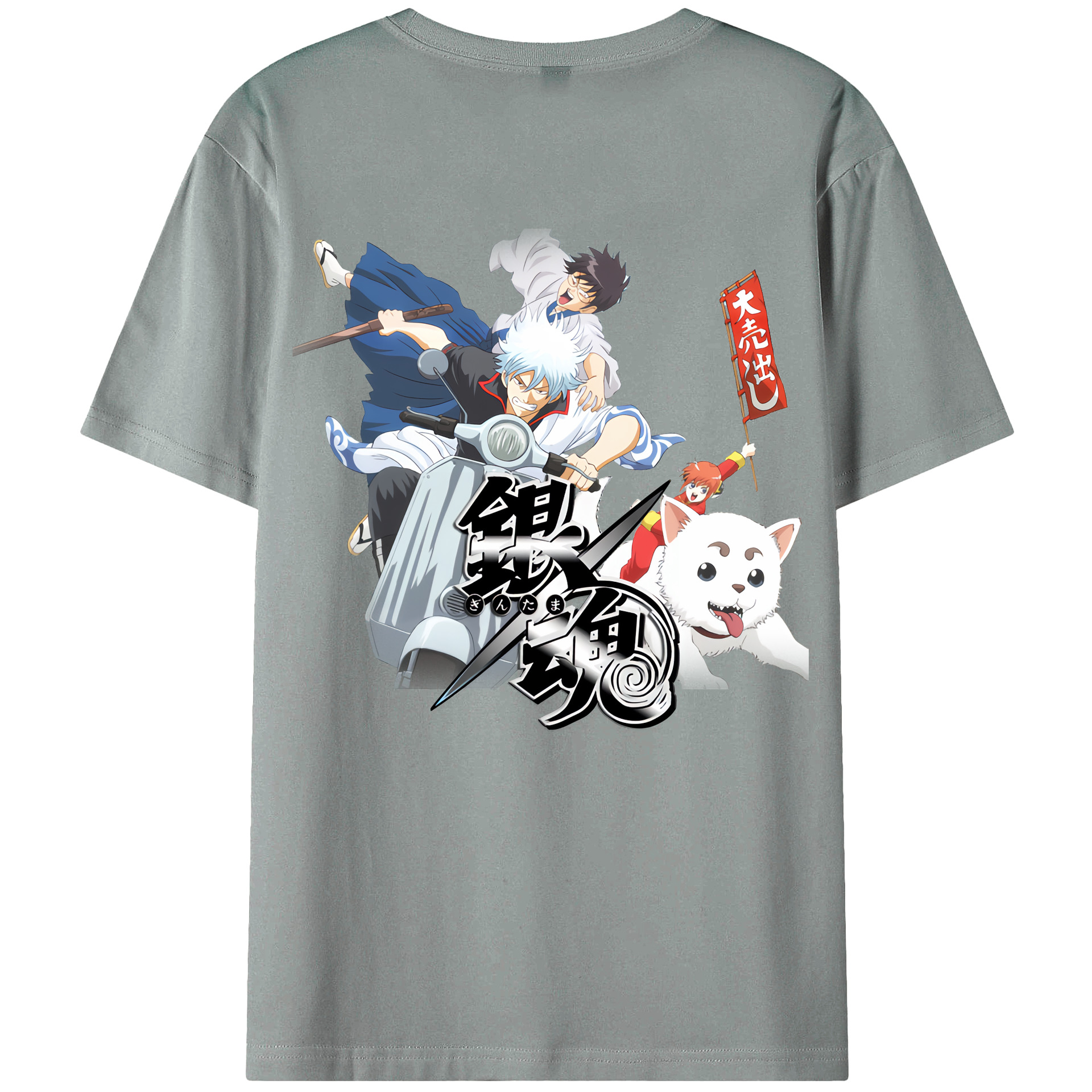 （画像用） ぎんたま 坂田銀時（さかたぎんとき） 神楽 志村新八（しむら しんぱち） GINTAMA Sakata Gintoki Kagura Shimura Shinpachi 綿100％ メンズ半袖Tシャツ（バックプリント） 通気性